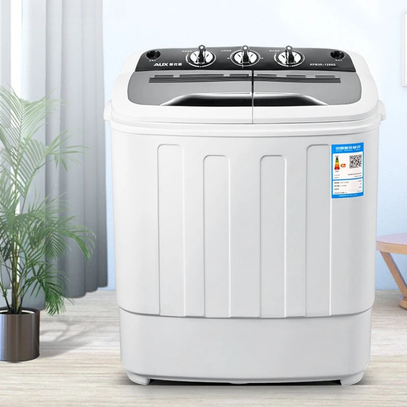Tidesmit 5KG dual barrel semi-automatic washing machine with compact white design for family and dorm laundry