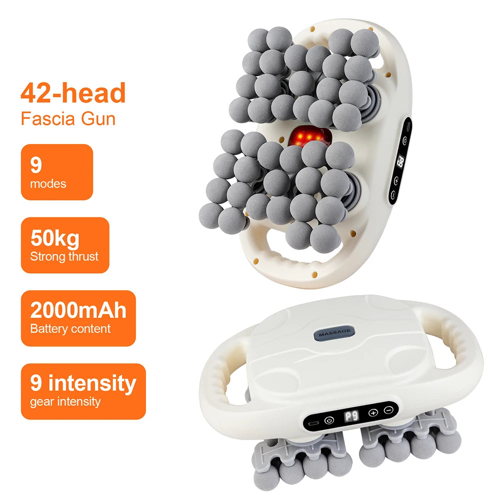 Deep Tissue Massage Gun | 42-Head Percussive Therapy Device - Tidesmit Fascia Gun Tidesmit