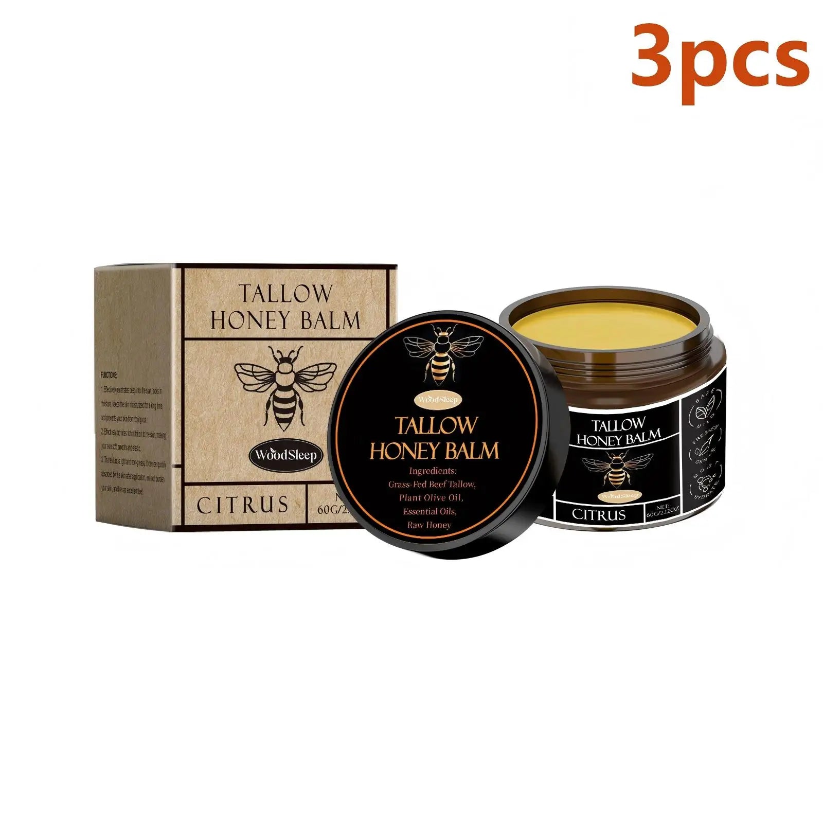 Woodsleep Tallow Honey Balm Lasting Moisturizing Facial Lifting Tighten Skin Elasticity Enhanced Olive Oil Tallow Honey Cream