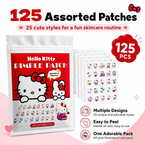 Assorted hydrocolloid acne patch set, 125 pcs, multiple cute design sheets