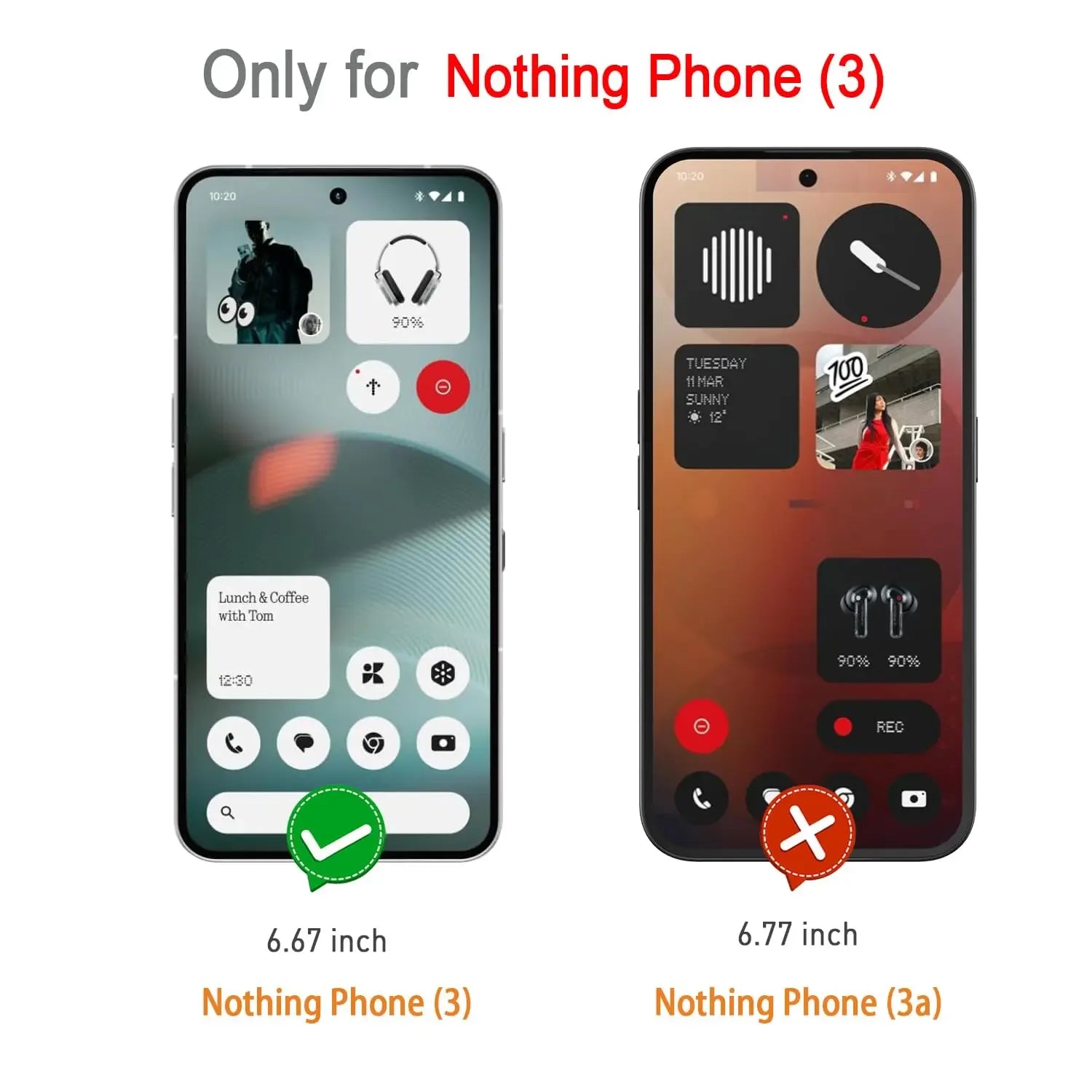 Nothing Phone 3 Screen Protector Tempered Glass 2 Pack Clear Tidesmit