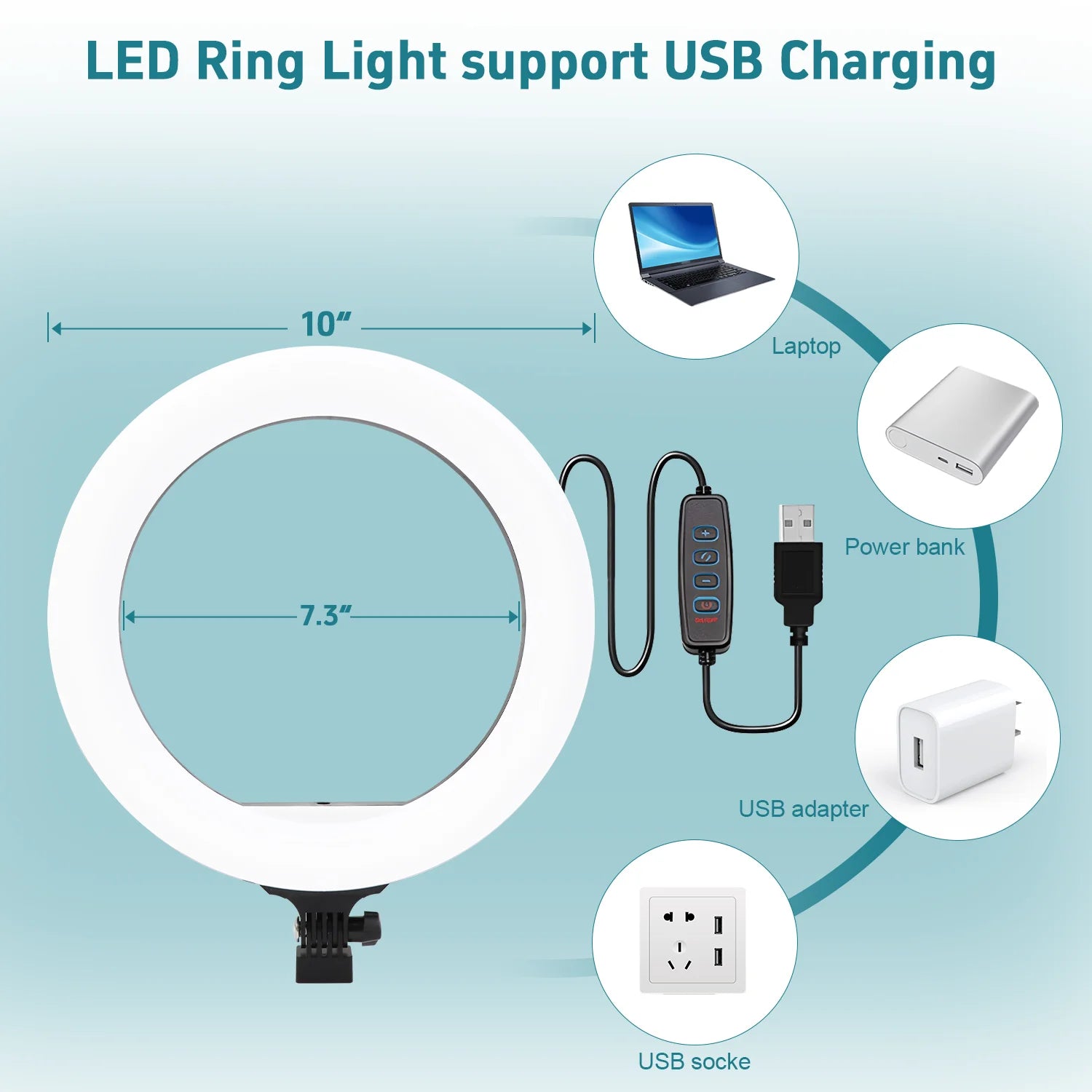 10-Inch LED Ring Light with 160cm Tripod Stand - Tidesmit Lighting Kit Tidesmit