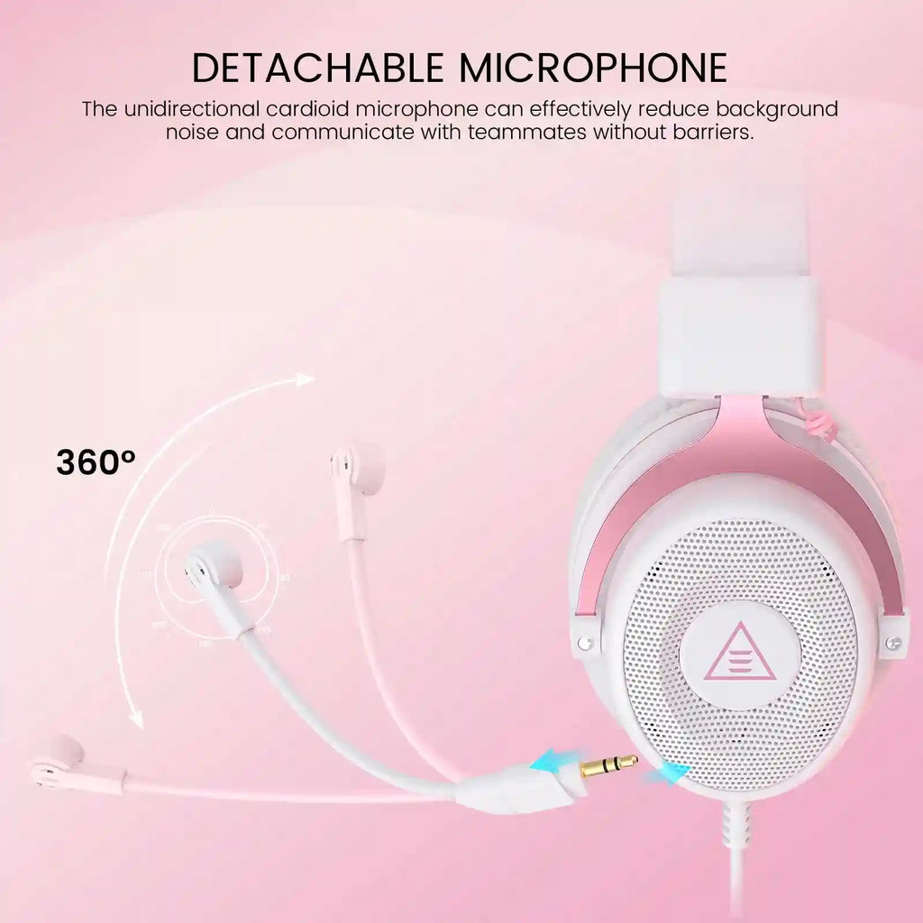 Wired Gaming Headphones with Detachable Mic for PC PS5 and Xbox Tidesmit