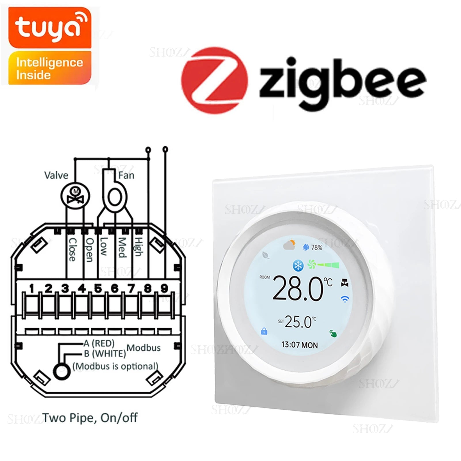 TUYA Zigbee/Wifi Knob Smart Thermostat Wireless Programmable °C/°F Heat Cool Air Conditione for Home HVAC Systems Energy Saving