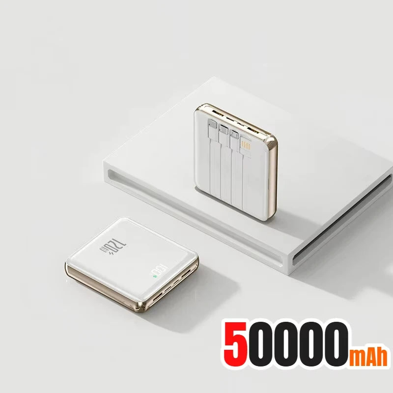 Portable Power Bank with 4 Built-in Cables - 50000mAh Tidesmit White 50000mAh Tidesmit