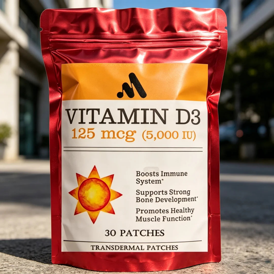 30 Patches Vitamin D3 5000 IU, Vitamin D Transdermal Patches, Premium for Immune Support, Healthy Muscle Function, Bone Health