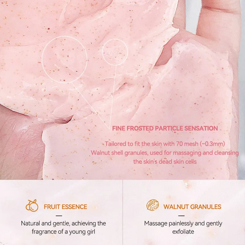 Peach Extract Body Scrub 200g - Natural Exfoliating Skin Smoothing Treatment Scrubs Treatments Tidesmit