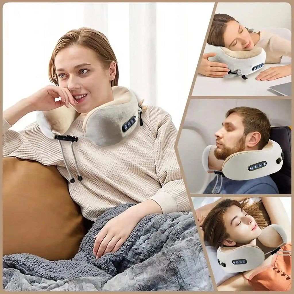 Portable Neck Massager Pillow | U-Shaped Cervical Support with Heat Massage Roller Tidesmit