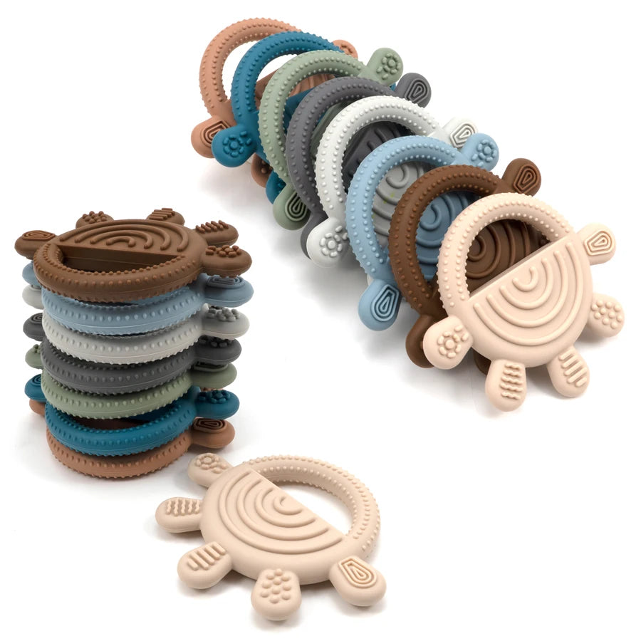 1pc Silicone Teether Toy BPA Free 0-12 Baby Toys Teething Ring Sensory Toys For Kids Chewing Teething Soothing Toys Accessories
