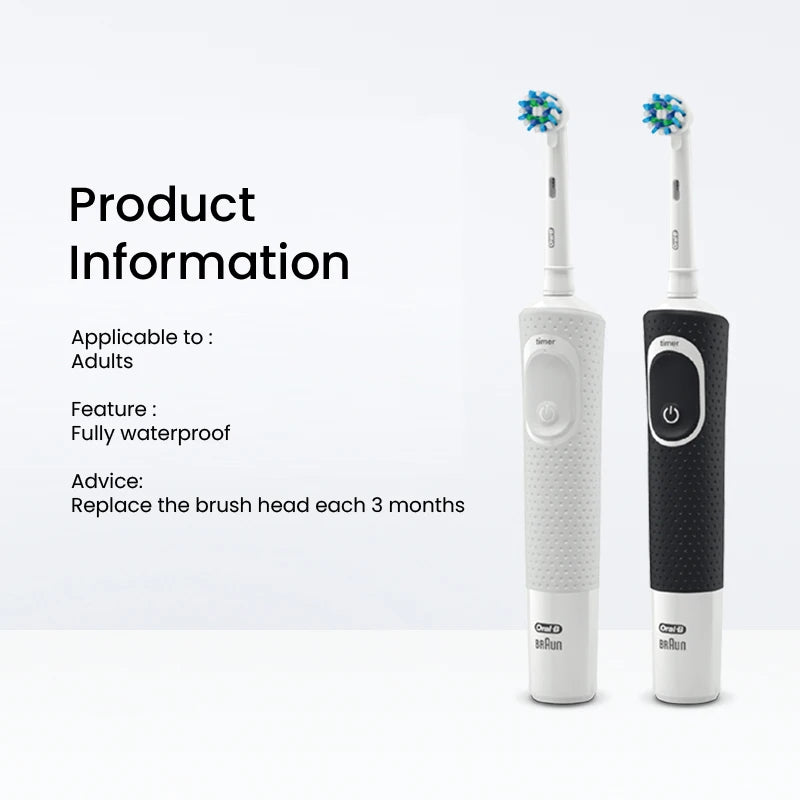 Oral B D100 2D Vitality Electric Toothbrush Timer 7600Rpm Cross Action Deep Cleaning and Whitening Teeth Tooth Brush