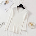 2026 Casual Long Sleeve Knitted V Neck Pullover Autumn Winter Women Sweaters Femme Basic Solid Jersey Tops Fashion Clothes