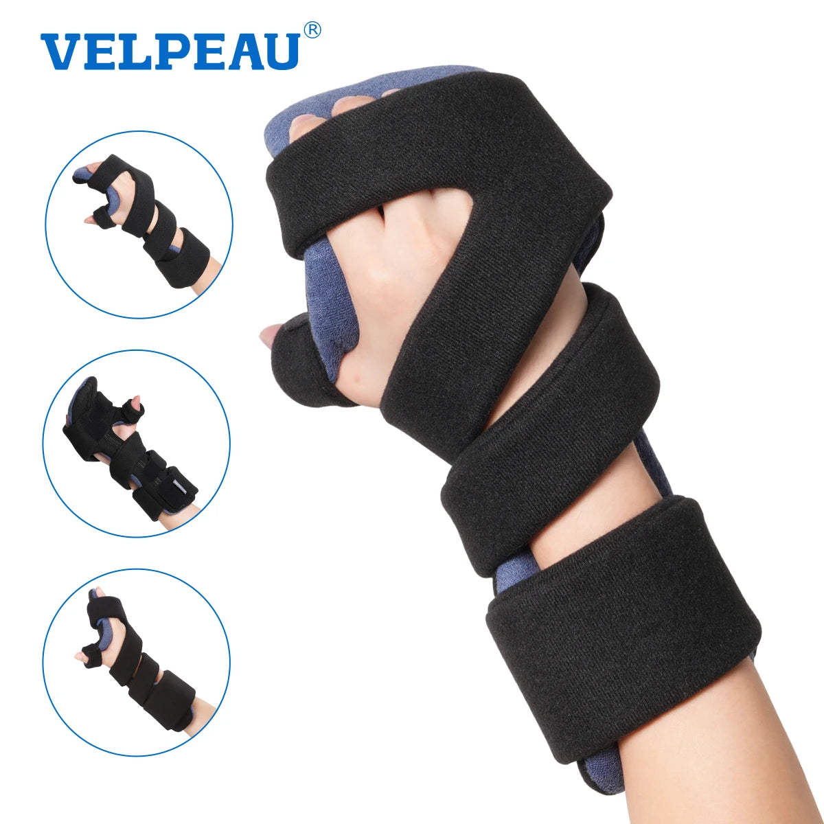 VELPEAU Hand Splint Adjustable for Carpal Tunnel Syndrome, Sprain and Arthritis, Wrist Brace Immobilizer Fixs Finger in Stroke