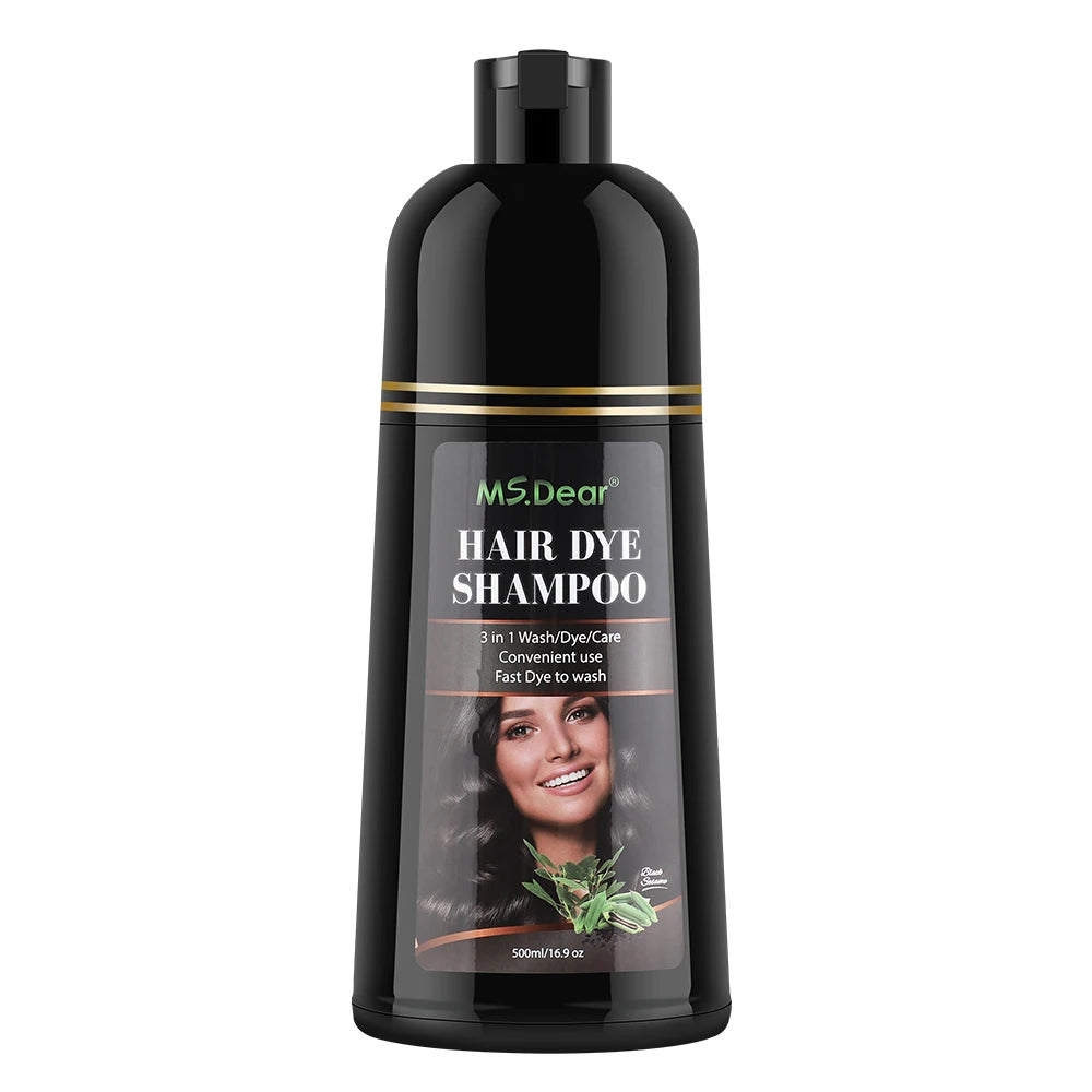 500ml Instant Black Dye Shampoo Black Coffee Color Hair Coloring Natural Herbal Ginseng Hair Repair Shampoo Hair Dyed Care