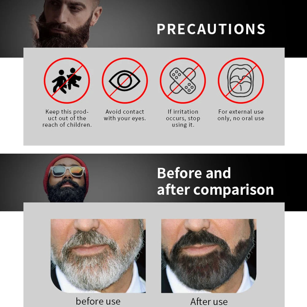5pcs Instant Hair Dye Black Beard Shampoo for Men Natural Beard Coloring Temporary Blackening Moustache Shampoo Wash convenient