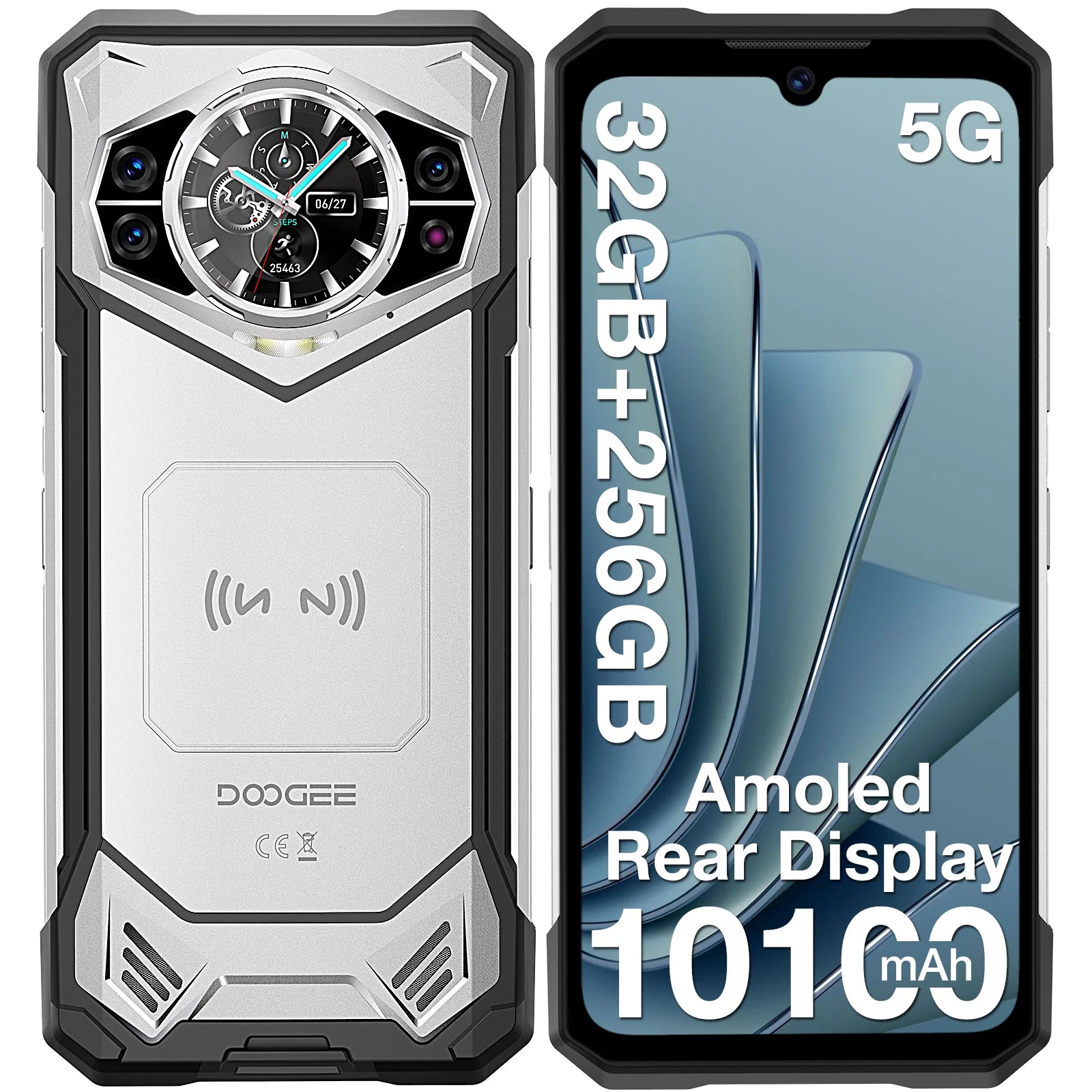 DOOGEE S200 5G Smartphone: 10100mAh Battery & 100MP Camera AE 12GB 256GB Silver UNITED KINGDOM Tidesmit