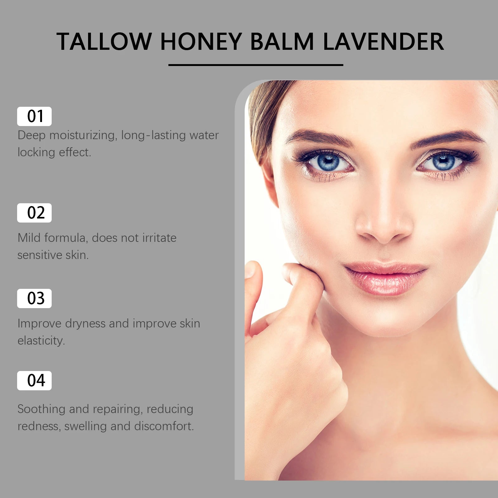 Beef Tallow Honey Cream Moisturizing Firming Soft Smoothing Skin Soothing Reduce Redness Hydrating Nourishing Tallow Honey Balm