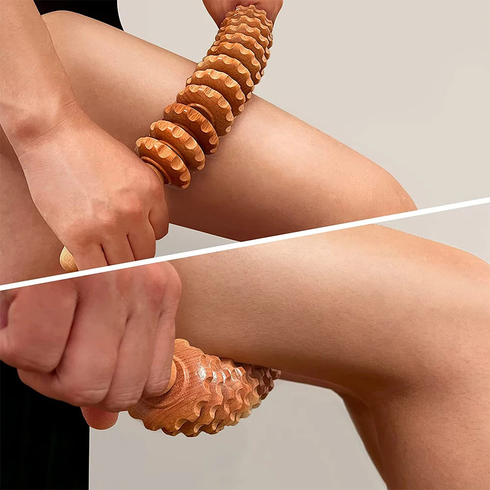 Wooden Lymphatic Drainage Roller - 12 Wheel Muscle Relief Tool Back Massage Instrument Tidesmit