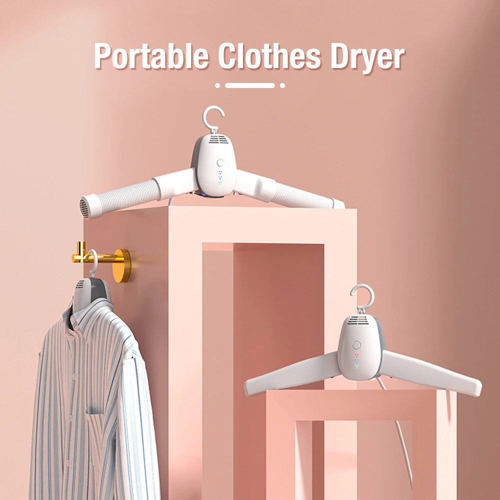 Tidesmit 220V portable electric clothes dryer hanger drying and sterilizing shoes and garments for travel, side view