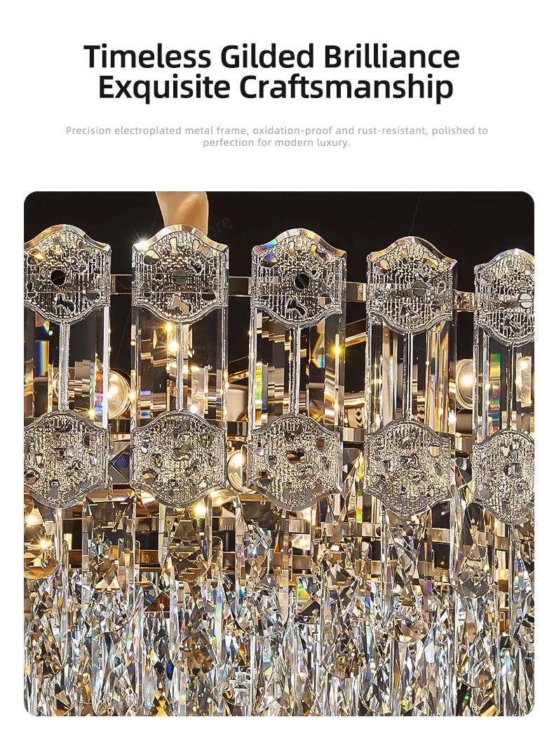 Modern Crystal LED Chandelier for High Ceilings - Adjustable Light Tidesmit