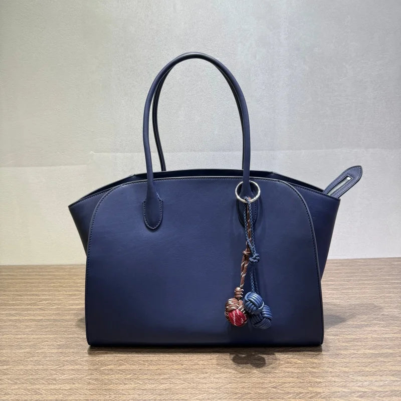 2026 high-quality genuine leather Marlo 12 inch 14 inch saddle leather tote bag, women's shoulder bag, high-end leather texture,