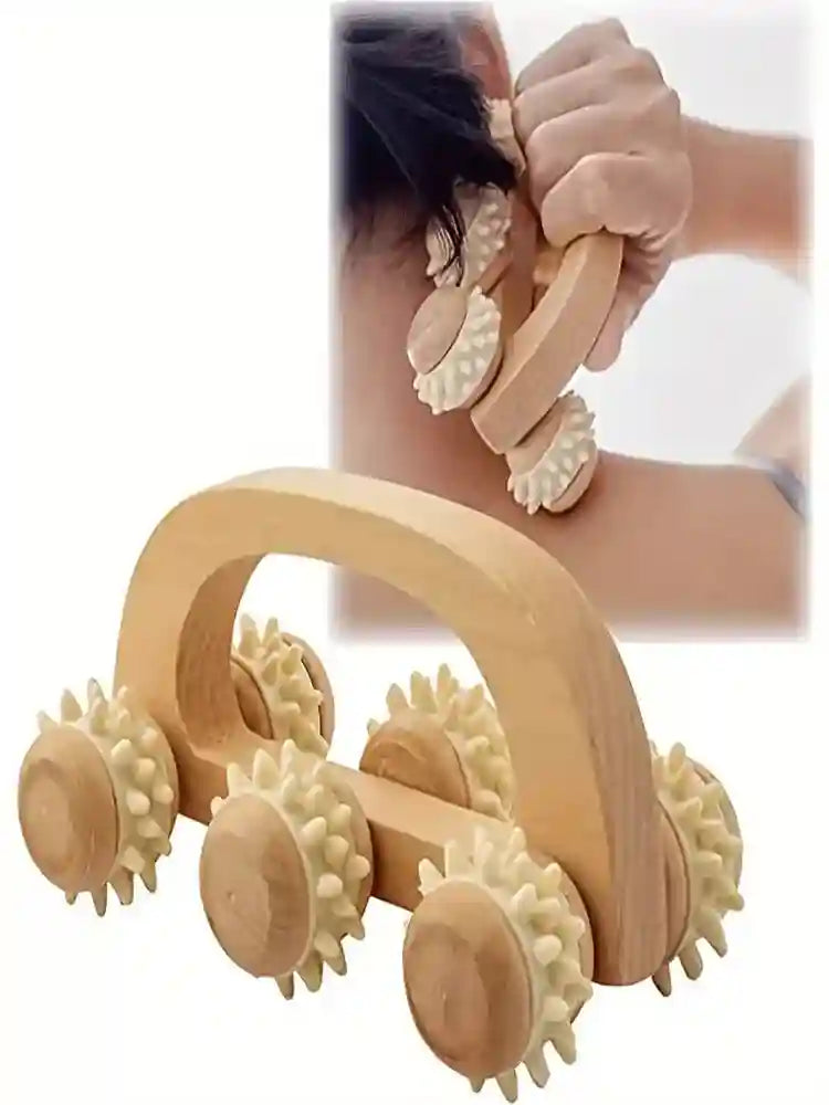 Wooden Massage Roller for Deep Tissue Muscle Relief, Ivory Wood Massage Roller Tidesmit