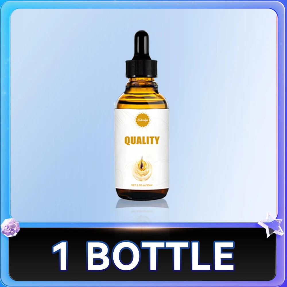 Amber glass dropper bottle for hair scalp treatment serum, 30ml liquid applicator for hair growth and care.