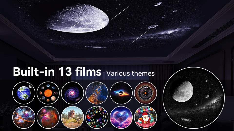 Galaxy Star Projector 12-in-1 Lamp - Rotating Night Light Black Tidesmit