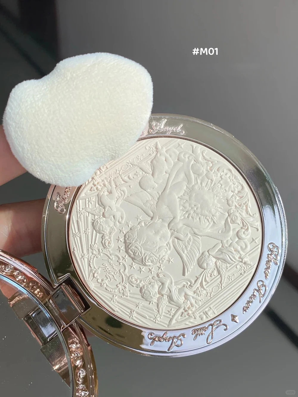 Tidesmit Flower Knows Little Angel 3D embossed face highlighter palette texture close-up shimmer contour makeup
