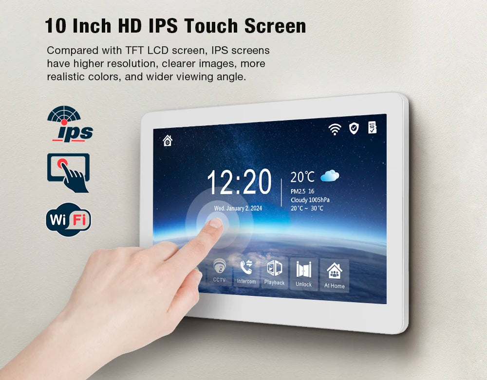 Hayway Tuya Wireless Video intercom Kit 10 "IPS Full Touch Screen 1080P Camera With Mobile Detection Support one-key Unlock