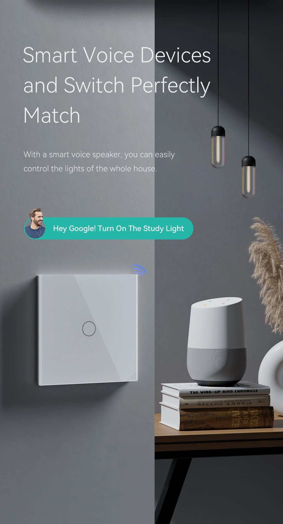 WiFi Smart Wall Switch with USB-C Port - Glass Panel Tidesmit Tidesmit