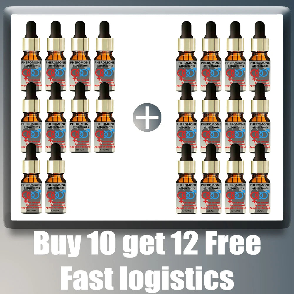 Pheromone Seductive Perfume for men, long-lasting attraction body spray, small amber dropper bottle, 22-pack scent set.