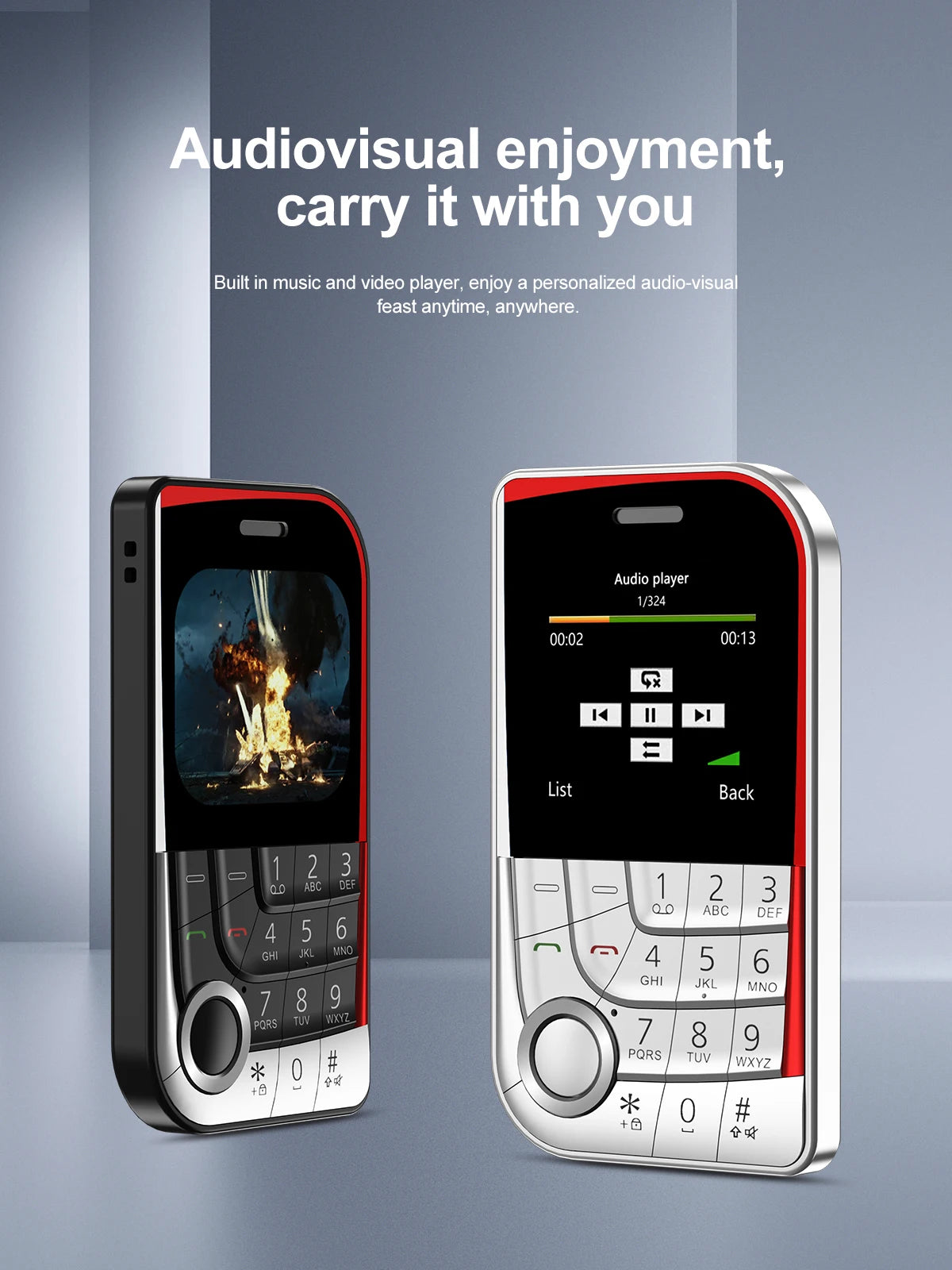 SERVO V10 Card Phone 2.01" Display 2G GSM Dual SIM Standby MP3/MP4 Magic Voice Speed Dial Torch Button Small Cellular Telephones