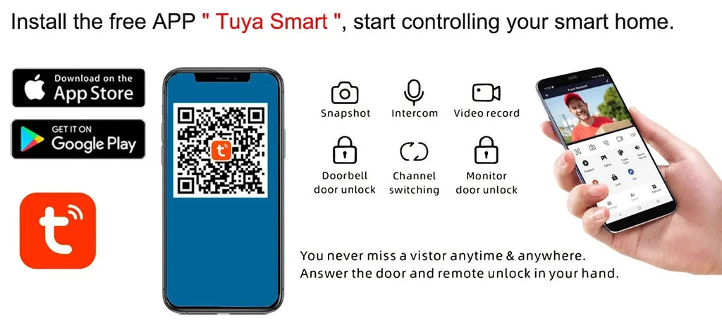 1080P 10.1 Inch Touch Screen Wifi Video Doorbell, Smart Home Video Intercom 32G Card Rceord Kit Works with Tuya ID Unlcok 4-Wire