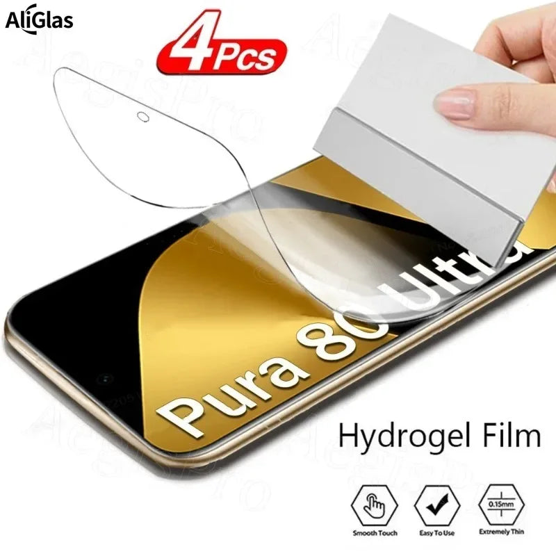 Huawei Pura 70 Pro Screen Protector - 4-Pack HD Hydrogel Film 4 pieces HD Hydrogel film Tidesmit