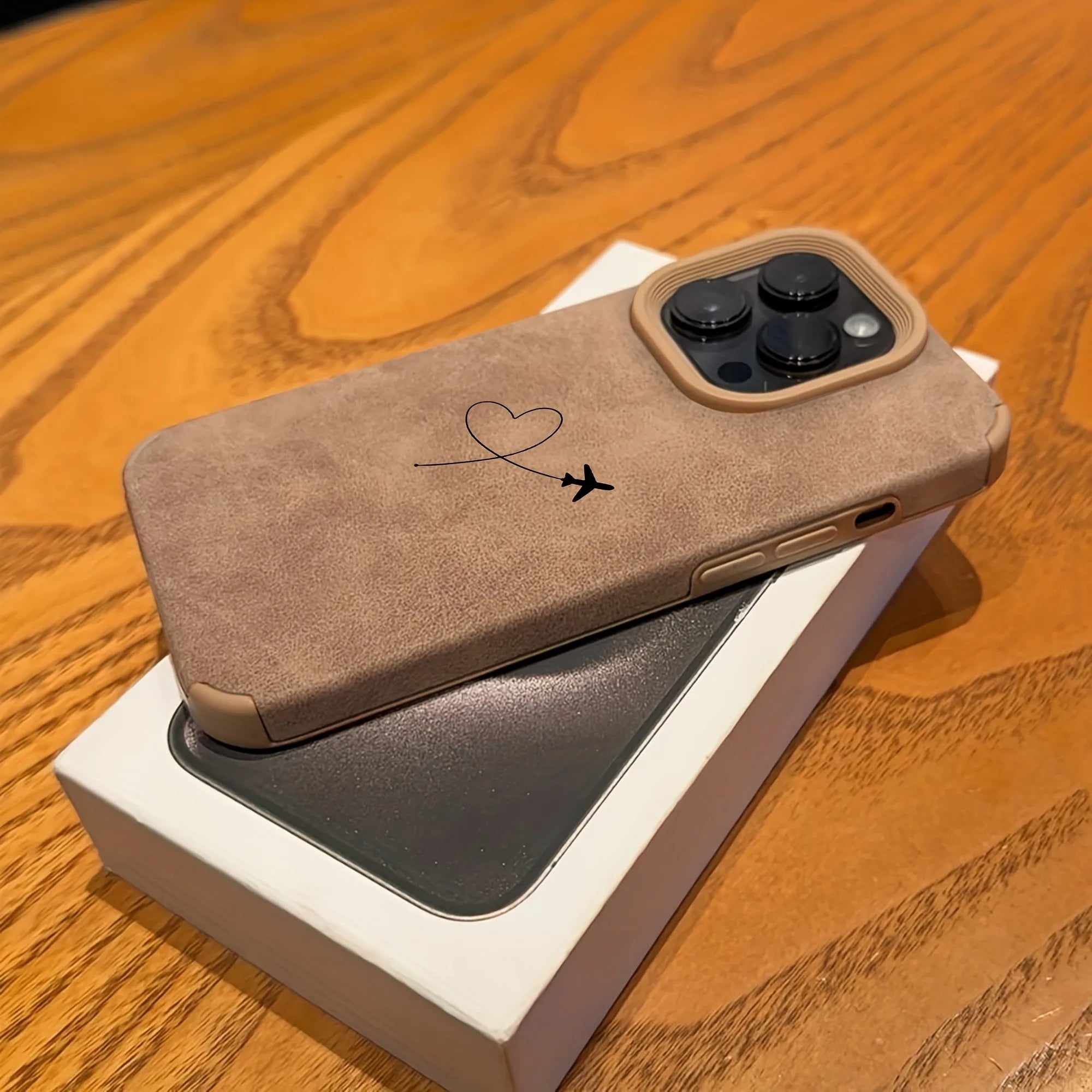 Airplane Heart iPhone Case: Durable Faux Leather Shock-Absorbing Cover Tidesmit