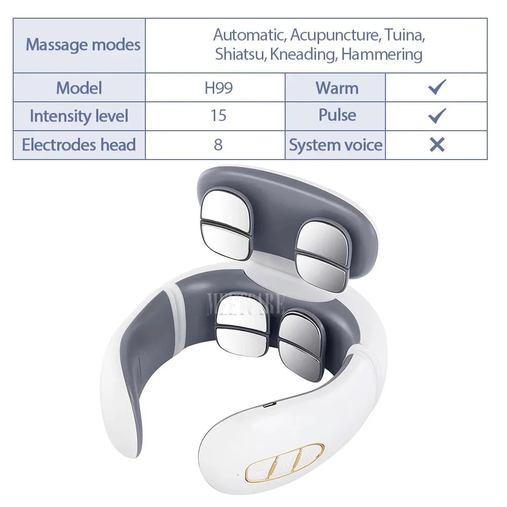 Vibration Neck Massager with Heated Pulse Relief - H808 Model Back Massage Instrument H99 Tidesmit
