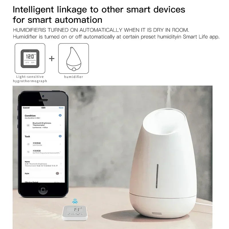 SmartLife Tuya Smart ZigBee Bluetooth-Compatible Mesh Brightness Thermometer Light Temperature Humidity Detector Wireless Remote