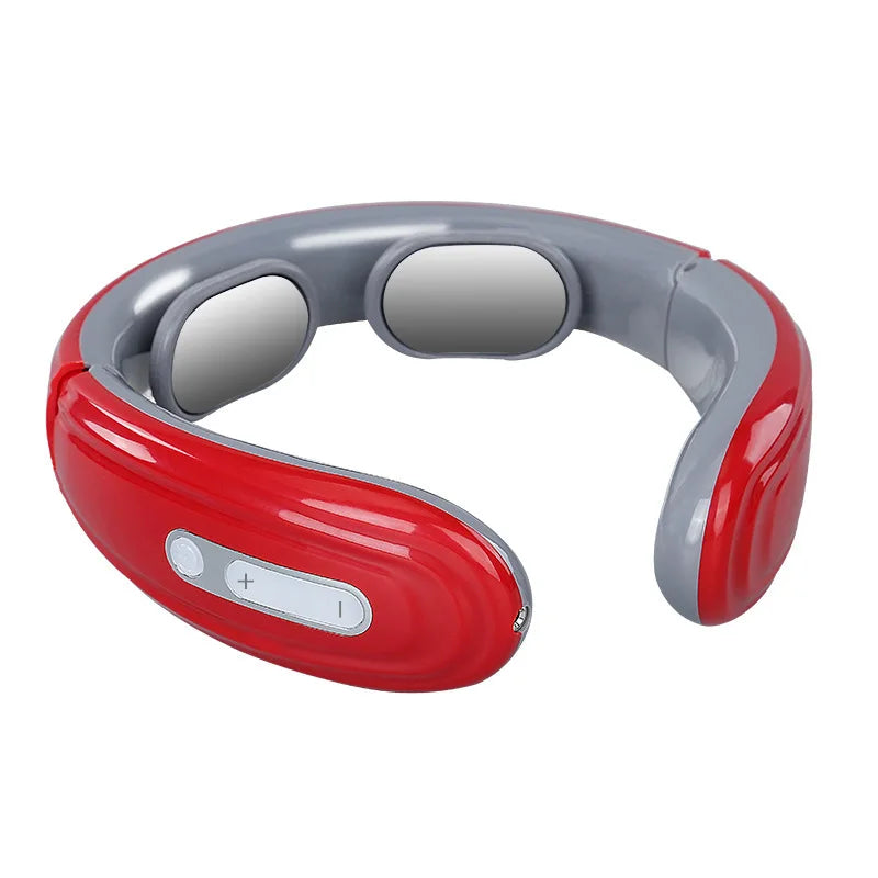 Electric Neck Massager for Pain Relief - 6 Modes & Portable Design Relaxation Treatment Red Battery type Tidesmit