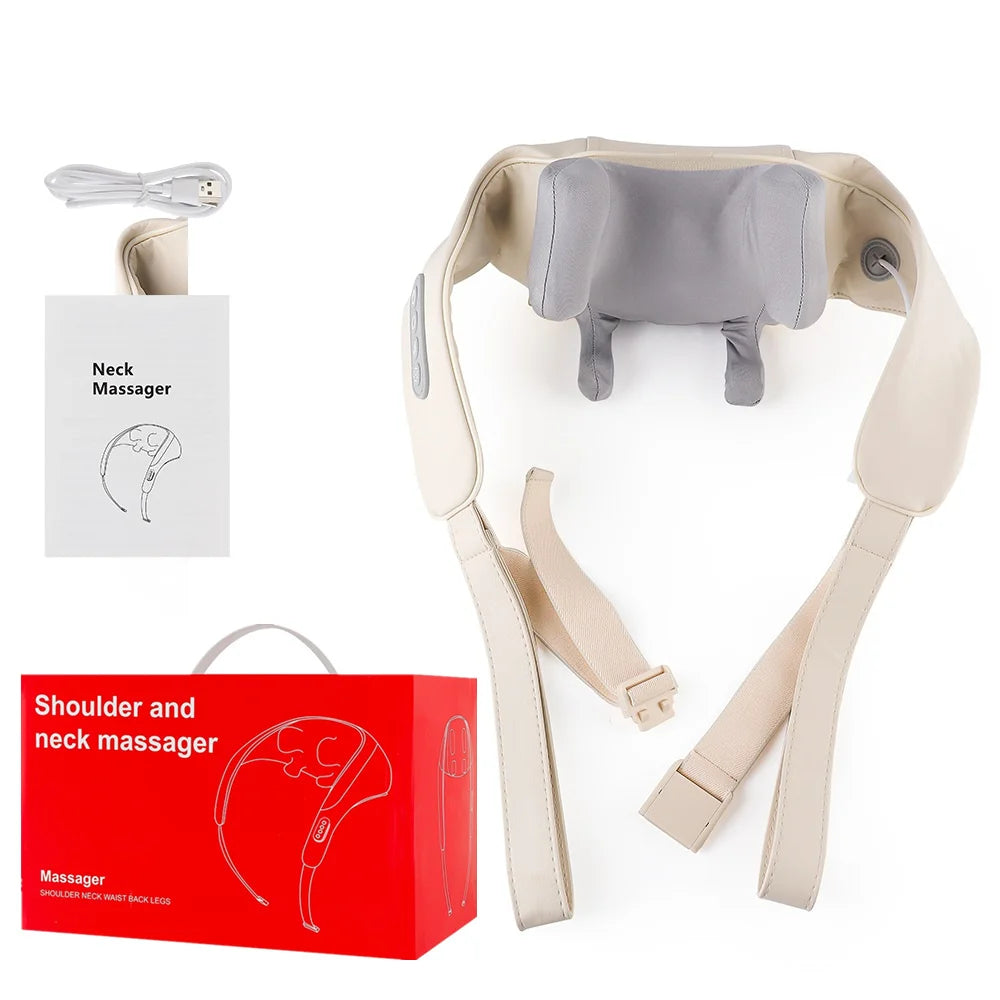 Electric Neck and Shoulder Massager - Cordless Deep Tissue Heat Therapy Body Shaping Massage Equipment Tidesmit