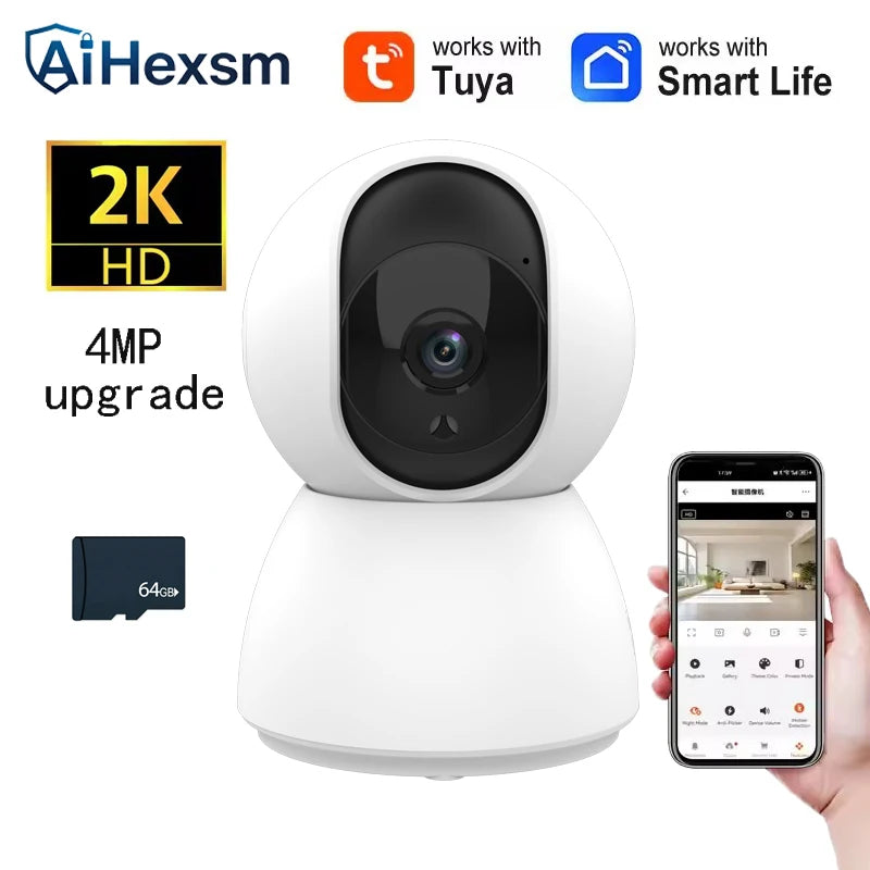 4MP 2K 400W Tuya Smart WiFi 355 IP Camera Indoor Wireless Surveillance Auto Tracking Human Home Security CCTV Baby Pet Monitor