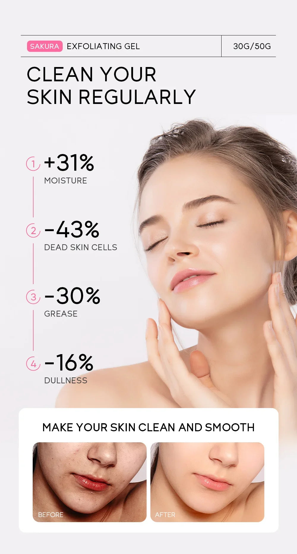 Sakura Exfoliating Peeling Gel | Smooth Face Scrub, 30g & 50g Tidesmit Scrubs Treatments Tidesmit