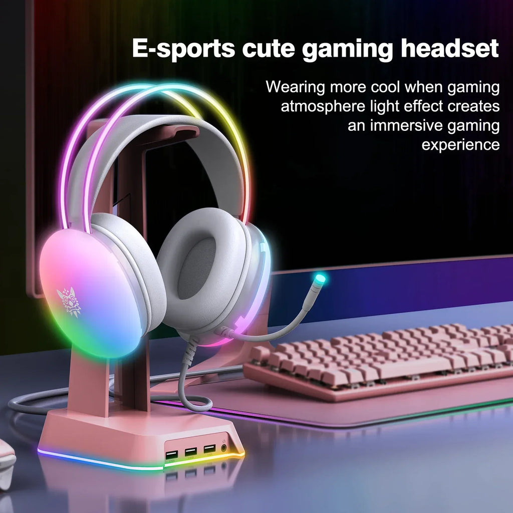 Tidesmit RGB Gaming Headset With Noise Cancelling Mic - Over-Ear PC Tidesmit