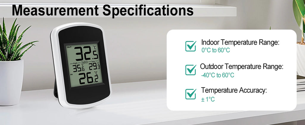 Wireless Indoor Outdoor Thermometer Digital Indoor Outdoor Temperature Monitor Suitable for Greenhouse and Home Room