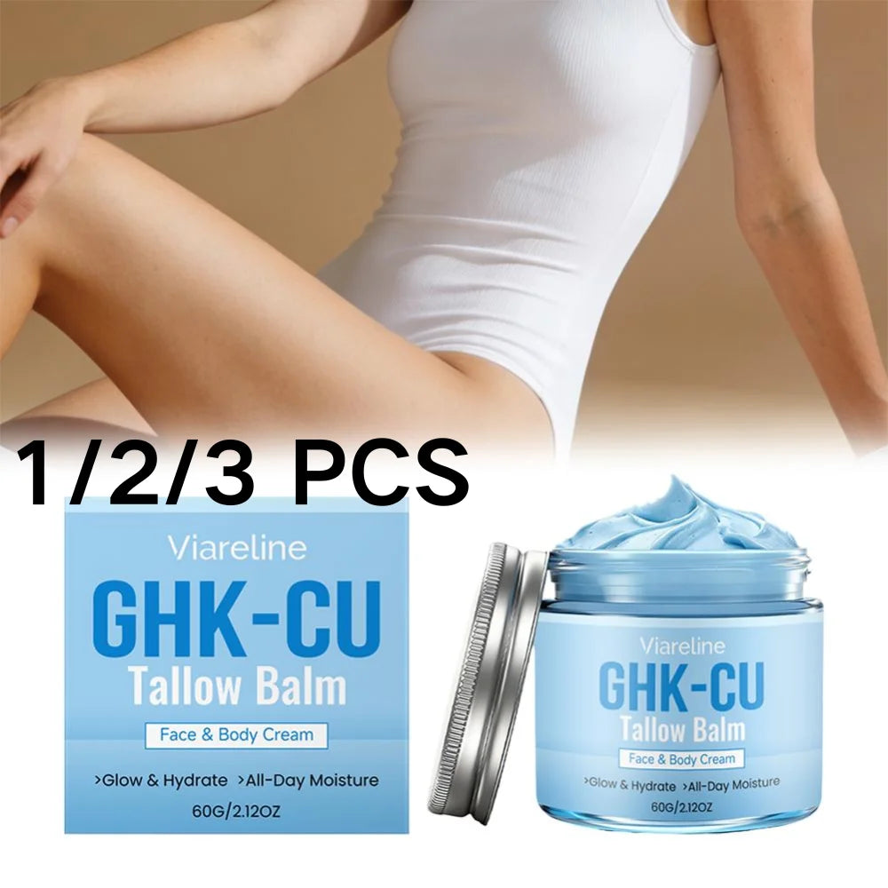 GHK-CU Copper Peptide Tallow Balm Blue Cream 1/2/3 PCS Manuka Honey Face and Body Moisturizer for Mature, Dry & Sensitive Skin