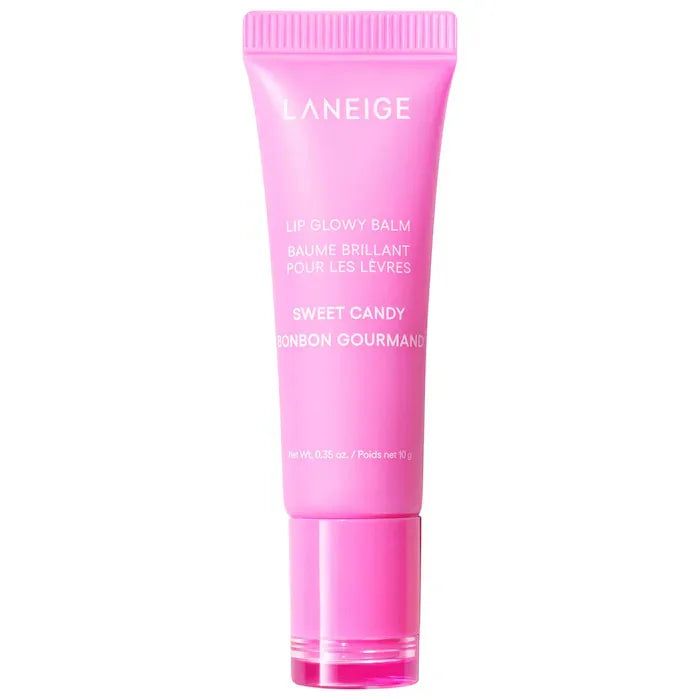 Laneige Lip Glowy Balm in Sweet Candy, a vibrant pink hydrating lip moisturizer tube for smooth, lasting lip care.