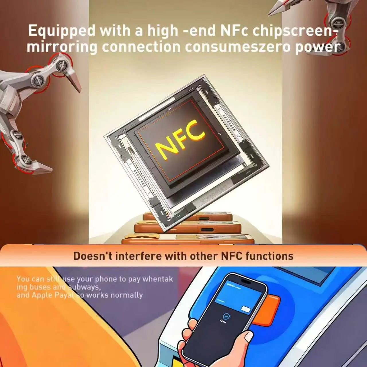 NFC E-Ink Phone Case for iPhone 17 Pro Max with Shock-Absorbing Frame Tidesmit