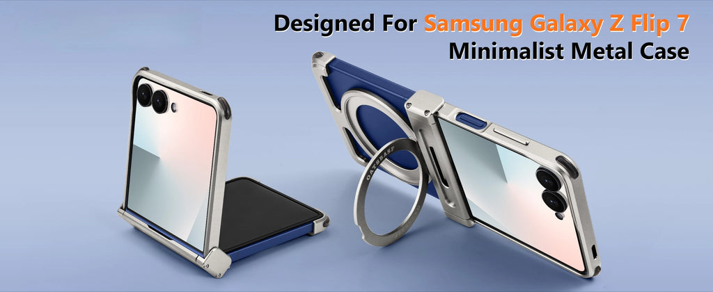 Samsung Galaxy Z Flip 7 Metal Frame Case with 360 Ring - Titanium Tidesmit