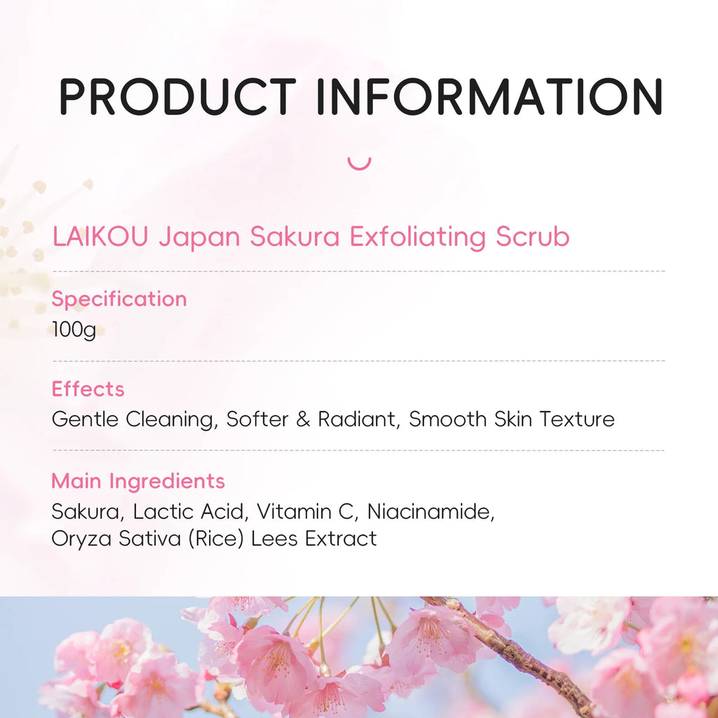 Sakura Exfoliating Scrub for Face & Body 100g - Natural Deep Cleansing Formula Scrubs Treatments Tidesmit