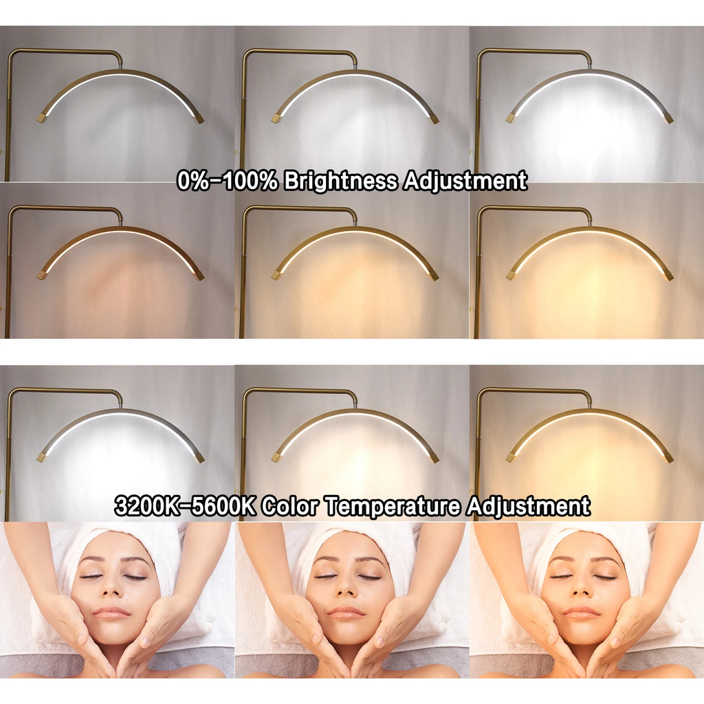 Half Moon LED Lash Light with Floor Stand - Adjustable Beauty Lamp Tidesmit
