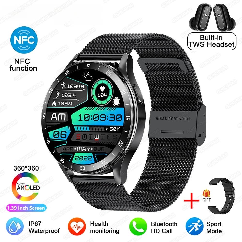 New X10 Headset Smart Watch TWS 2 in 1 Wireless Bluetooth Earphone Blood Pressure Heart Rate Testing Sport Music Smartwatch